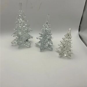 Vintage Lillian Vernon Set Of 3 Glass Christmas Trees with Box
